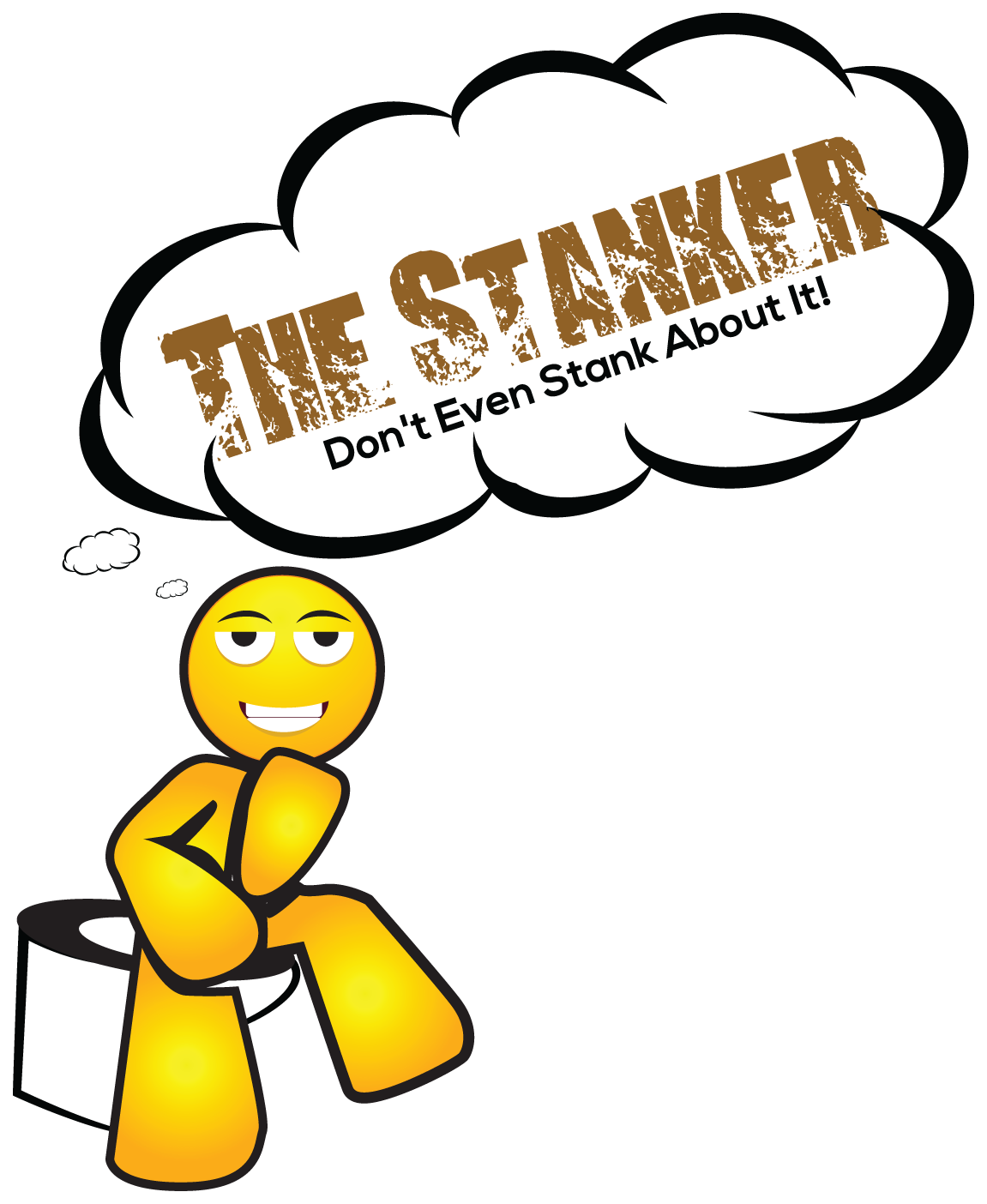 The Stanker mascot sitting on a toilet